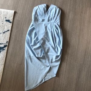 Beautiful strapless asymmetrical light blue dress